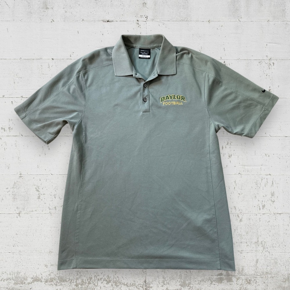 Baylor Bears Polo Shirt Mens M Green NCAA Football Nike Dri Fit Golf